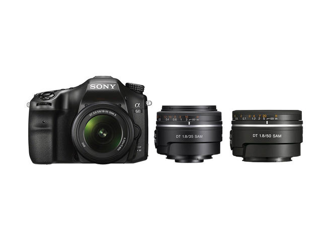 DSLR Sony Alpha 68 с 18-55mm DT, 35mm f/1.8 и 50mm f/1.8