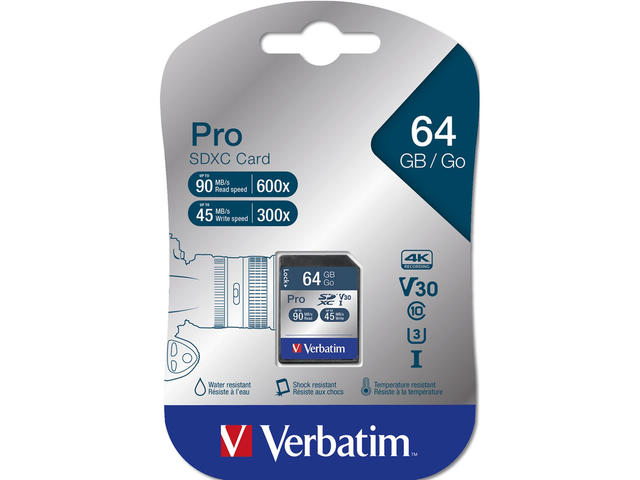 Карти памет Verbatim 64GB SDHC Pro Class 10 UHS-I