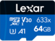 Карти памет 64GB Lexar® High-Performance 633x microSDXC™ UHS-I с SD адаптер, C10 A1 V30 U3