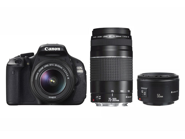DSLR Canon EOS 600D с 18-55mm DC III, 75-300mm DC III и 50mm f/1.8 II