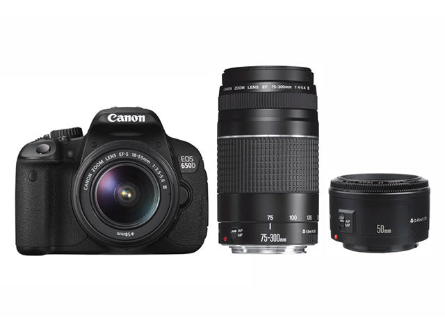 DSLR Canon EOS 650D с 18-55mm DC III, 75-300mm DC III и 50mm f/1.8 II