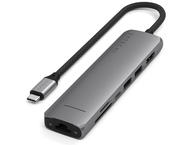 USB Хъб Satechi 7-in-1 USB-C Slim Multiport Adapter with Ethernet - Space Grey