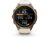 Смарт часовници Garmin fēnix® 9 Pro, inReach® - 43 мм - Autumn Gold Titanium с Cream/French Grey силиконова каишка