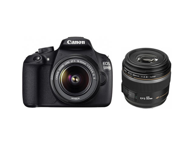 DSLR Canon EOS 1200D с обективи 18-55mm IS II и 60mm f/2.8 Macro USM