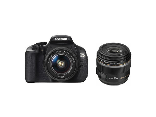 DSLR Canon EOS 600D с обективи 18-55mm DC III и 60mm f/2.8 Macro USM