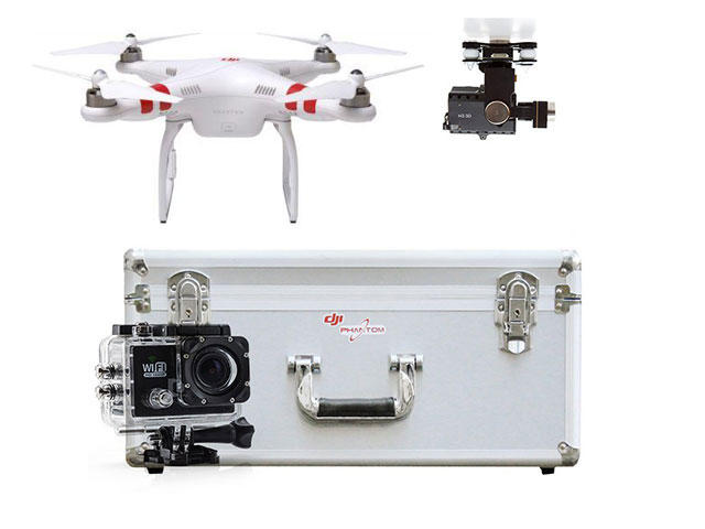 Дронове DJI Phantom 2 V2 + стойка Zenmuse H3-3D + камера SJ6000 12MP + метален куфар за DJI Phantom